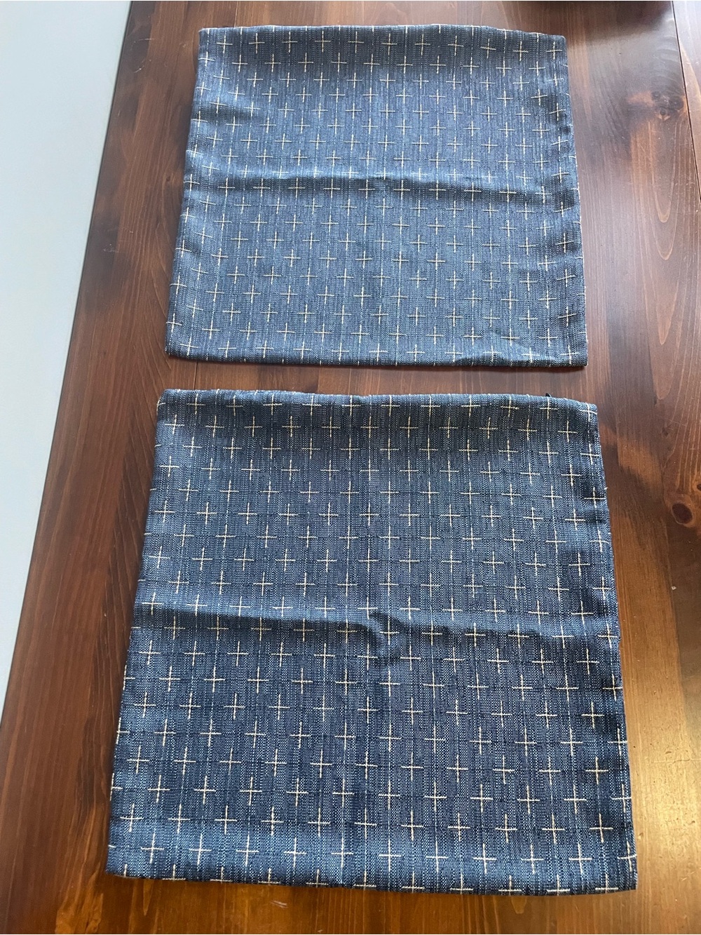 MIULEE Blue Cross-Stitch Accent Pillow Covers Pack of 2